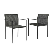 Modway EEI-5041-CHA Lagoon Outdoor Patio Dining Armchairs Set of 2 Charcoal