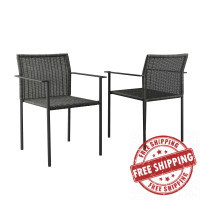 Modway EEI-5041-CHA Lagoon Outdoor Patio Dining Armchairs Set of 2 Charcoal