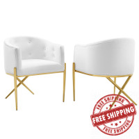 Modway EEI-5042-WHI White Savour Accent Dining Armchair Performance Velvet Set of 2