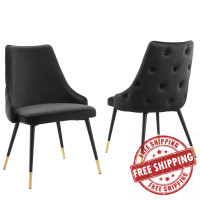 Modway EEI-5043-BLK Black Adorn Dining Side Chair Performance Velvet Set of 2