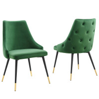 Modway EEI-5043-EME Emerald Adorn Dining Side Chair Performance Velvet Set of 2