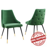 Modway EEI-5043-EME Emerald Adorn Dining Side Chair Performance Velvet Set of 2