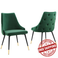 Modway EEI-5043-GRN Green Adorn Dining Side Chair Performance Velvet Set of 2