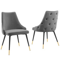 Modway EEI-5043-GRY Gray Adorn Dining Side Chair Performance Velvet Set of 2
