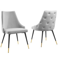 Modway EEI-5043-LGR Light Gray Adorn Dining Side Chair Performance Velvet Set of 2