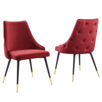 Modway EEI-5043-MAR Maroon Adorn Dining Side Chair Performance Velvet Set of 2