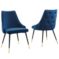 Modway EEI-5043-NAV Navy Adorn Dining Side Chair Performance Velvet Set of 2