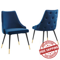 Modway EEI-5043-NAV Navy Adorn Dining Side Chair Performance Velvet Set of 2