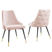 Modway EEI-5043-PNK Pink Adorn Dining Side Chair Performance Velvet Set of 2