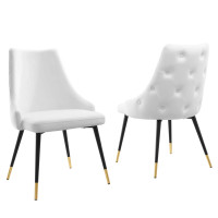 Modway EEI-5043-WHI White Adorn Dining Side Chair Performance Velvet Set of 2