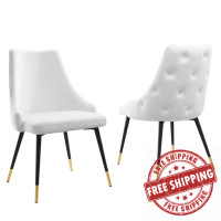 Modway EEI-5043-WHI White Adorn Dining Side Chair Performance Velvet Set of 2
