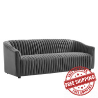 Modway EEI-5053-CHA Announce Performance Velvet Channel Tufted Sofa Charcoal