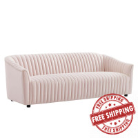 Modway EEI-5053-PNK Announce Performance Velvet Channel Tufted Sofa Pink