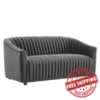 Modway EEI-5054-CHA Announce Performance Velvet Channel Tufted Loveseat Charcoal