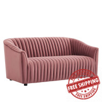 Modway EEI-5054-DUS Announce Performance Velvet Channel Tufted Loveseat Dusty Rose