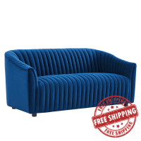 Modway EEI-5054-NAV Announce Performance Velvet Channel Tufted Loveseat Navy