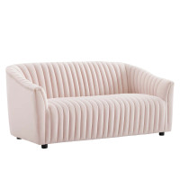 Modway EEI-5054-PNK Announce Performance Velvet Channel Tufted Loveseat Pink