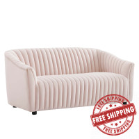 Modway EEI-5054-PNK Announce Performance Velvet Channel Tufted Loveseat Pink