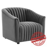 Modway EEI-5055-CHA Announce Performance Velvet Channel Tufted Armchair Charcoal