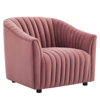 Modway EEI-5055-DUS Announce Performance Velvet Channel Tufted Armchair Dusty Rose