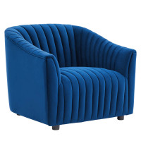 Modway EEI-5055-NAV Announce Performance Velvet Channel Tufted Armchair Navy