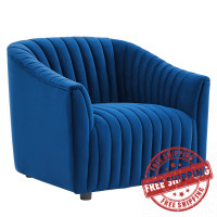 Modway EEI-5055-NAV Announce Performance Velvet Channel Tufted Armchair Navy