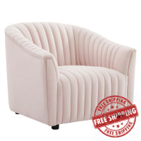 Modway EEI-5055-PNK Announce Performance Velvet Channel Tufted Armchair Pink