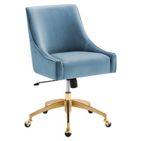 Modway EEI-5079-LBU Discern Performance Velvet Office Chair Light Blue