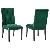 Modway EEI-5081-GRN Catalyst Performance Velvet Dining Side Chairs - Set of 2 Green