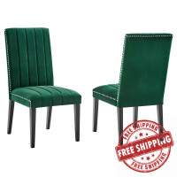 Modway EEI-5081-GRN Catalyst Performance Velvet Dining Side Chairs - Set of 2 Green
