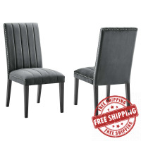Modway EEI-5081-GRY Catalyst Performance Velvet Dining Side Chairs - Set of 2 Gray