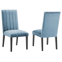 Modway EEI-5081-LBU Catalyst Performance Velvet Dining Side Chairs - Set of 2 Light Blue