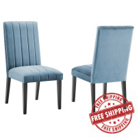 Modway EEI-5081-LBU Catalyst Performance Velvet Dining Side Chairs - Set of 2 Light Blue