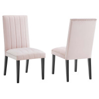 Modway EEI-5081-PNK Catalyst Performance Velvet Dining Side Chairs - Set of 2 Pink