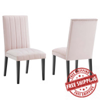 Modway EEI-5081-PNK Catalyst Performance Velvet Dining Side Chairs - Set of 2 Pink