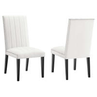 Modway EEI-5081-WHI Catalyst Performance Velvet Dining Side Chairs - Set of 2 White