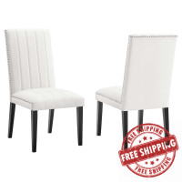 Modway EEI-5081-WHI Catalyst Performance Velvet Dining Side Chairs - Set of 2 White