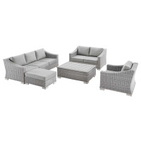 Modway EEI-5092-GRY Conway 5-Piece Outdoor Patio Wicker Rattan Furniture Set Light Gray Gray