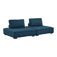 Modway EEI-5204-AZU Saunter Tufted Fabric Fabric 2-Piece Loveseat Azure