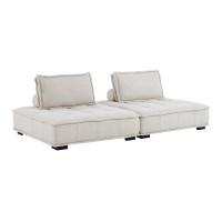 Modway EEI-5204-BEI Saunter Tufted Fabric Fabric 2-Piece Loveseat Beige