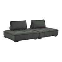 Modway EEI-5204-GRY Saunter Tufted Fabric Fabric 2-Piece Loveseat Gray