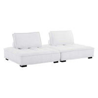 Modway EEI-5204-WHI Saunter Tufted Fabric Fabric 2-Piece Loveseat White