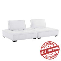 Modway EEI-5204-WHI Saunter Tufted Fabric Fabric 2-Piece Loveseat White