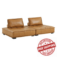 Modway EEI-5205-TAN Saunter Tufted Vegan Leather Vegan Leather 2-Piece Loveseat Tan