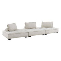 Modway EEI-5206-BEI Saunter Tufted Fabric Fabric 3-Piece Sofa Beige