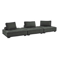 Modway EEI-5206-GRY Saunter Tufted Fabric Fabric 3-Piece Sofa Gray