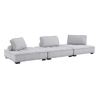 Modway EEI-5206-LGR Saunter Tufted Fabric Fabric 3-Piece Sofa Light Gray