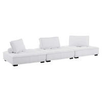 Modway EEI-5206-WHI Saunter Tufted Fabric Fabric 3-Piece Sofa White