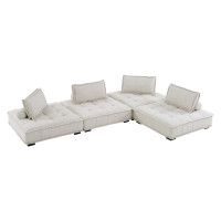 Modway EEI-5208-BEI Saunter Tufted Fabric Fabric 4-Piece Sectional Sofa Beige