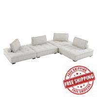 Modway EEI-5208-BEI Saunter Tufted Fabric Fabric 4-Piece Sectional Sofa Beige